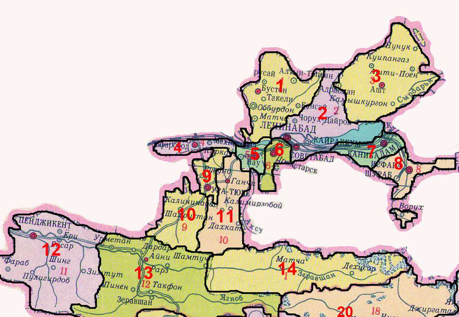 Районы республиканского подчинения таджикистана карта